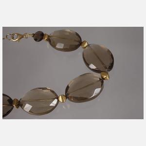 Collier mit facettierten Rauchquarzen