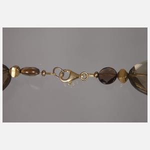 Collier mit facettierten Rauchquarzen