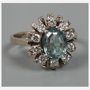 Damenring mit Aquamarin und Brillanten