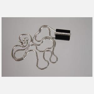 Art déco-Anhänger mit Onyx und Diamanten