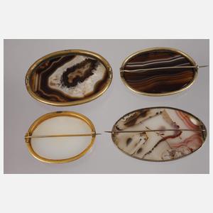 Konvolut Achatbroschen