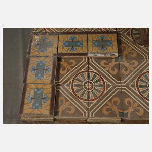 3 qm Bodenfliesen Jugendstil