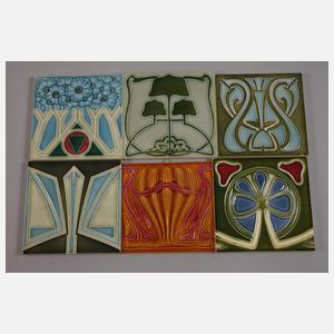 Zehn Jugendstilfliesen