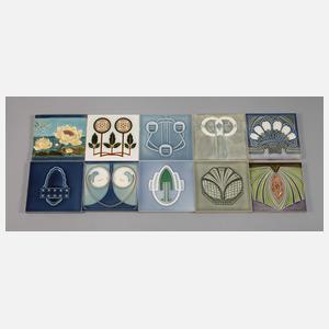 Zehn Jugendstilfliesen