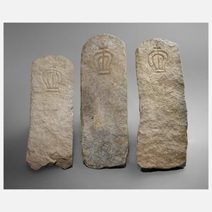 Drei sächsische Grenzsteine