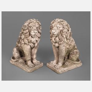 Paar Gartenfiguren sitzende Löwen