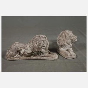 Paar Gartenfiguren liegende Löwen