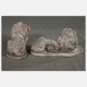 Paar Gartenfiguren liegende Löwen