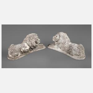 Paar Gartenfiguren liegende Löwen