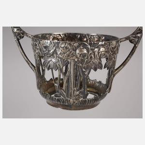 Silber Henkelkorb Pfingstrosendekor