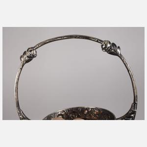 Silber Henkelkorb Pfingstrosendekor