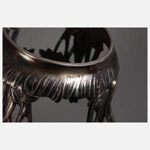 Silber Henkelkorb Pfingstrosendekor