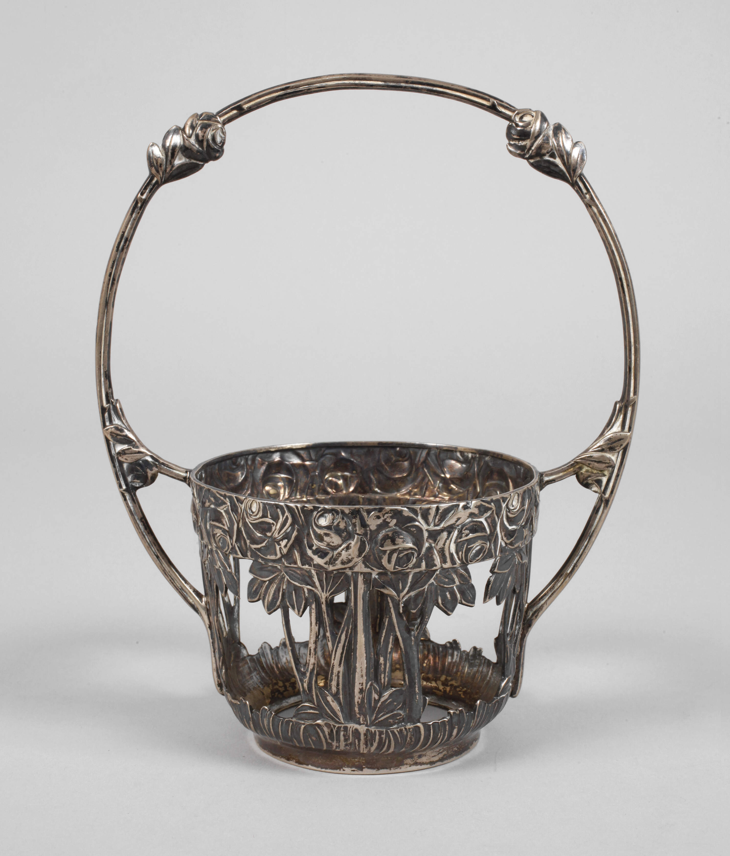 Silber Henkelkorb Pfingstrosendekor