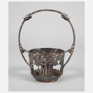 Silber Henkelkorb Pfingstrosendekor