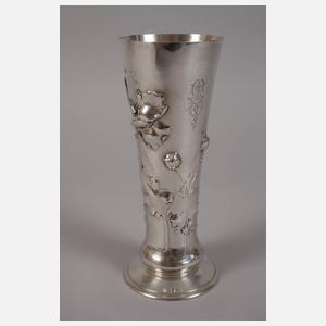 Silber Pokalvase mit Mohnblumen