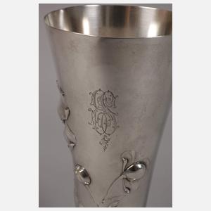 Silber Pokalvase mit Mohnblumen
