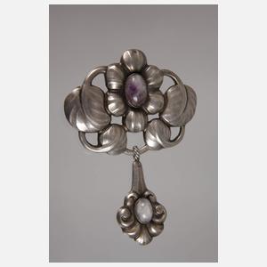Jugendstilbrosche mit Amethystquarz