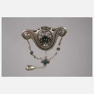 Jugendstilbrosche mit Chrysoprasen