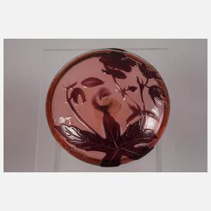 Émile Gallé fünf Ätzglasdeckel für Dosen