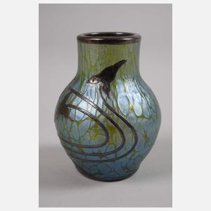 Loetz Wwe. kleine Vase mit Silberauflagen