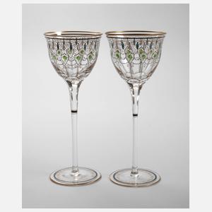 Zwei Weinrömer Emaillemalerei