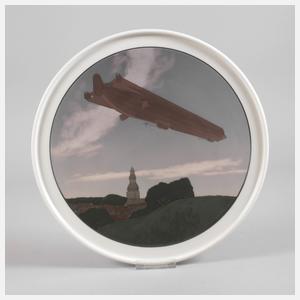 KPM Berlin Wandplatte Zeppelinmotiv