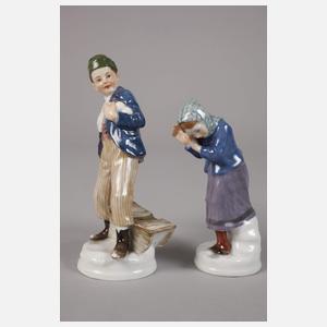 Meissen Schneeballspielendes Kinderpaar