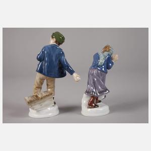 Meissen Schneeballspielendes Kinderpaar