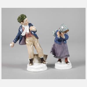 Meissen Schneeballspielendes Kinderpaar