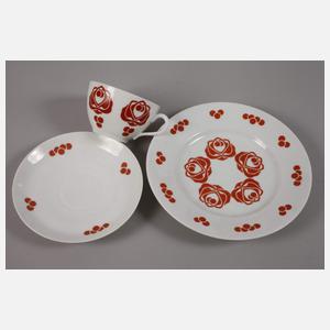 Schlesien Gedeck mit Rosendekor