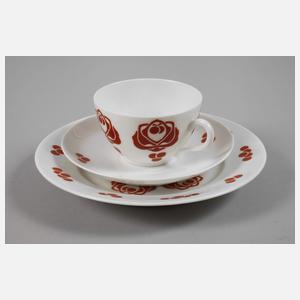 Schlesien Gedeck mit Rosendekor