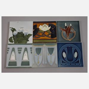 Zehn Jugendstilfliesen