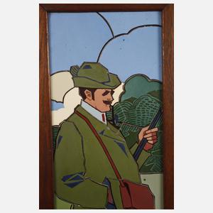 Großes Fliesenbild mit Jägermotiv