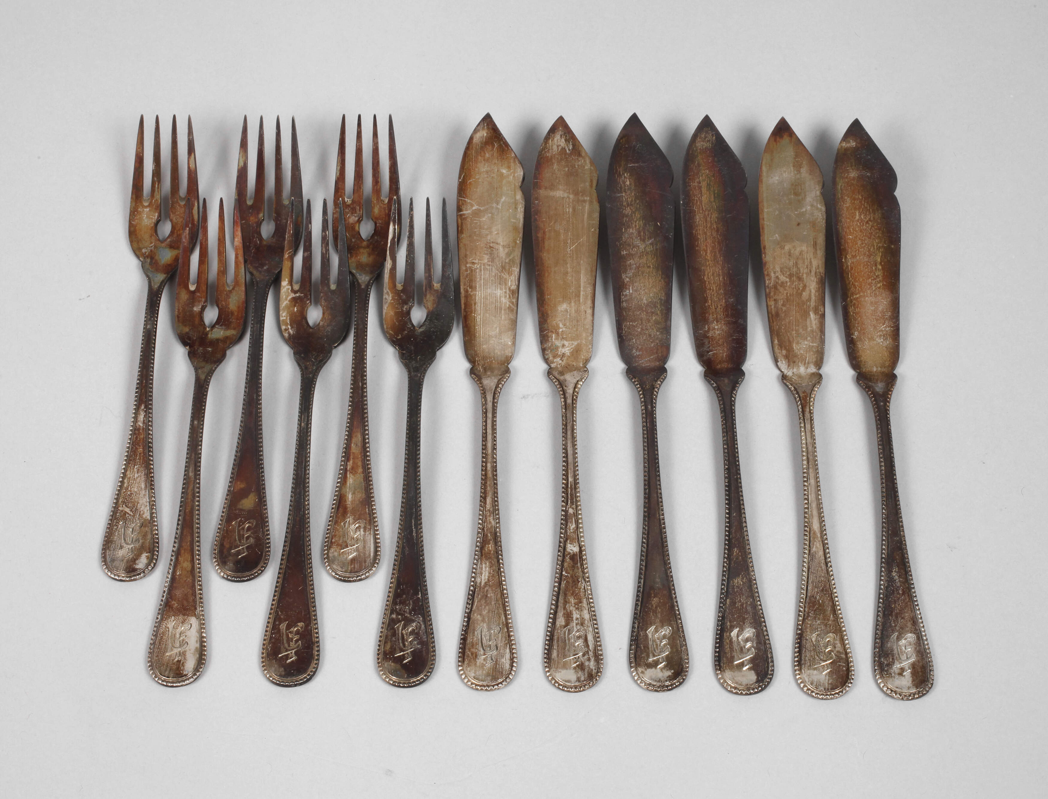 Fischbesteck Silber Art déco