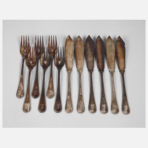 Fischbesteck Silber Art déco