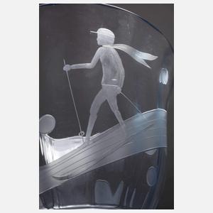 Vase mit Skifahrer Art déco