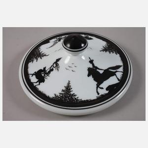 Deckeldose mit Schwarzlotmalerei