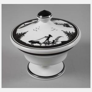 Deckeldose mit Schwarzlotmalerei