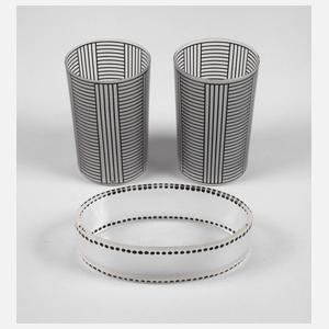 Josef Hoffmann zwei Becher "Schwarzbronzit"