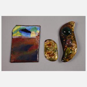 Limoges Konvolut kleine Emailleplatten