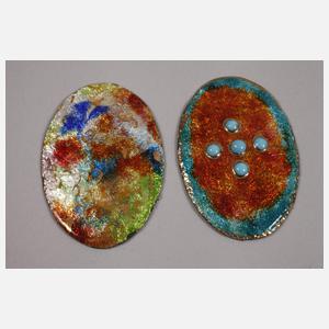 Limoges Konvolut kleine Emailleplatten