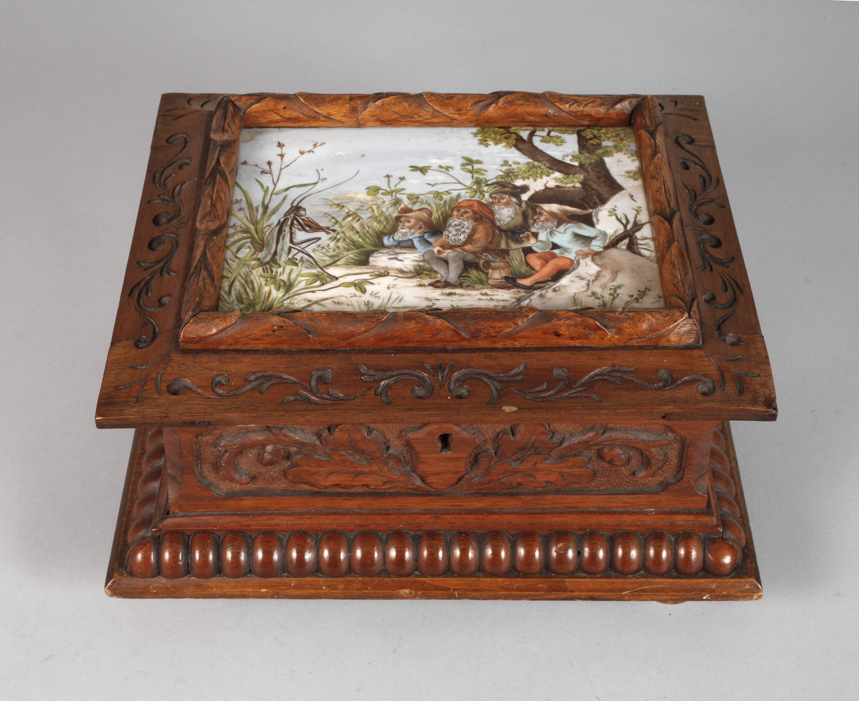 KPM Berlin Bildplatte Zwergenmotiv mit Schatulle