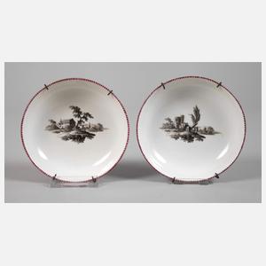 Alt-Wien Paar Schälchen Schwarzlotmalerei