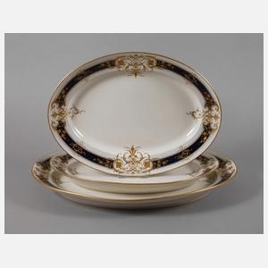 KPM Berlin drei große Vorlegeplatten Reliefgold