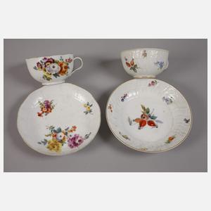 Meissen Paar Tassen Frucht- und Blumenmalerei