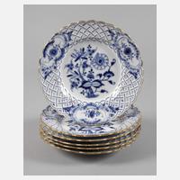 Meissen sechs Durchbruchteller "Zwiebelmuster"111