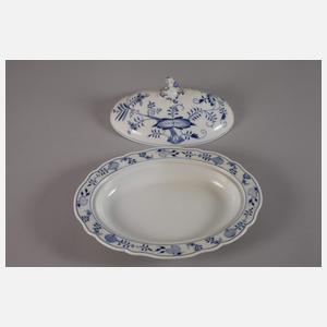 Meissen ovale Deckelschüssel "Zwiebelmuster"