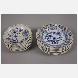 Meissen sechs Kaffeegedecke "Zwiebelmuster"