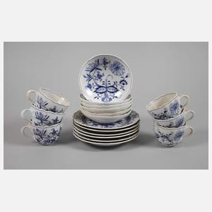 Meissen sechs Kaffeegedecke "Zwiebelmuster"