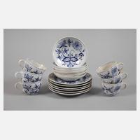 Meissen sechs Kaffeegedecke "Zwiebelmuster"111